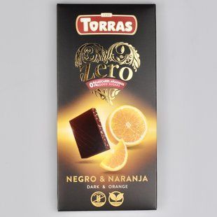Шоколад TORRAS Zero чорний з апельсином без цукру 125г 06939 фото