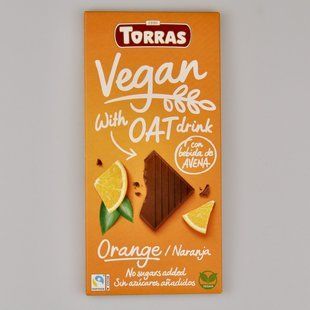 Шоколад TORRAS Vegan (чорний з вівсяним молоком та апельсином) 100г 05108 фото