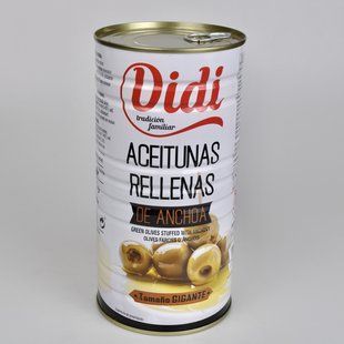Оливки DIDI гіганте з анчоусом 1400г 03778 фото